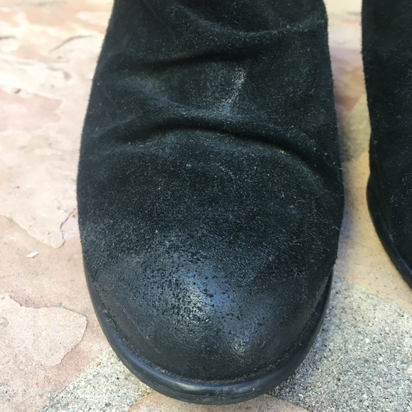 Black tall knee soft suede leather heeled slouchy - Picture 5 of 12